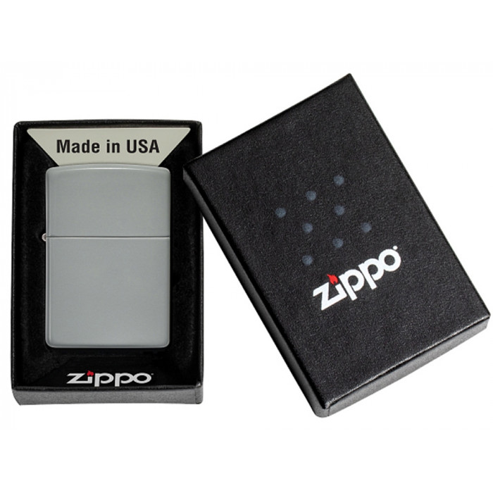 Зажигалка ZIPPO Classic с покрытием Flat Grey, латунь/сталь, серая, глянцевая, 38x13x57 мм