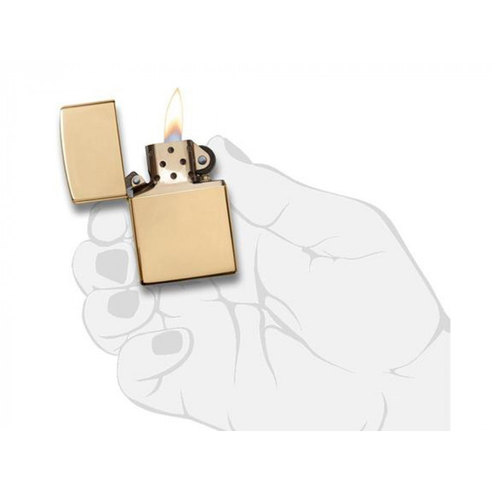 Зажигалка ZIPPO Classic с покрытием High Polish Brass, латунь/сталь, золотистая, 38x13x57 мм