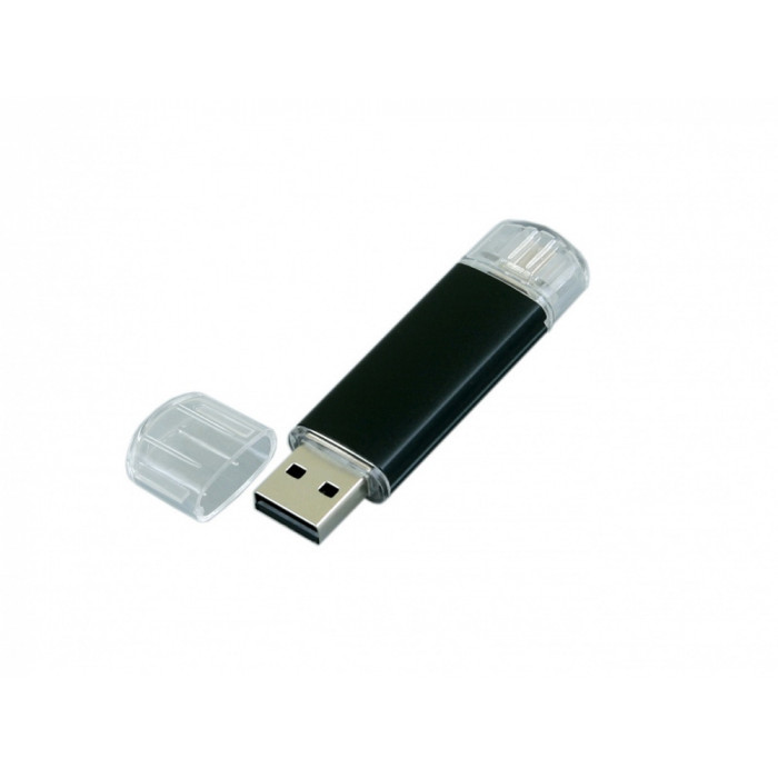 USB-флешка на 64 ГБ.c дополнительным разъемом Micro USB, черный