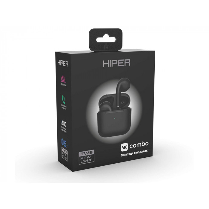 Беспроводные наушники HIPER TWS Lazo X10 Black (HTW-LX10) Bluetooth 5.3 гарнитура, Черный