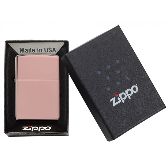 Зажигалка ZIPPO Classic с покрытием High Polish Rose Gold, латунь/сталь, розовое золото, 38x13x57 мм