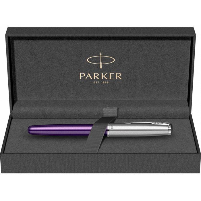 Ручка-роллер Parker Sonnet Essentials Violet SB Steel CT, цвет чернил black, перо: F, в подарочной упаковке.