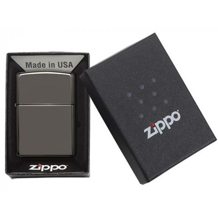 Зажигалка ZIPPO Classic с покрытием Black Ice, латунь/сталь, чёрная, глянцевая, 38x13x57 мм