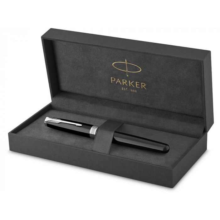 Ручка-роллер Parker Sonnet T539, цвет: Laque Black СT,  стержень: F, цвет чернил: black, в подарочной упаковке