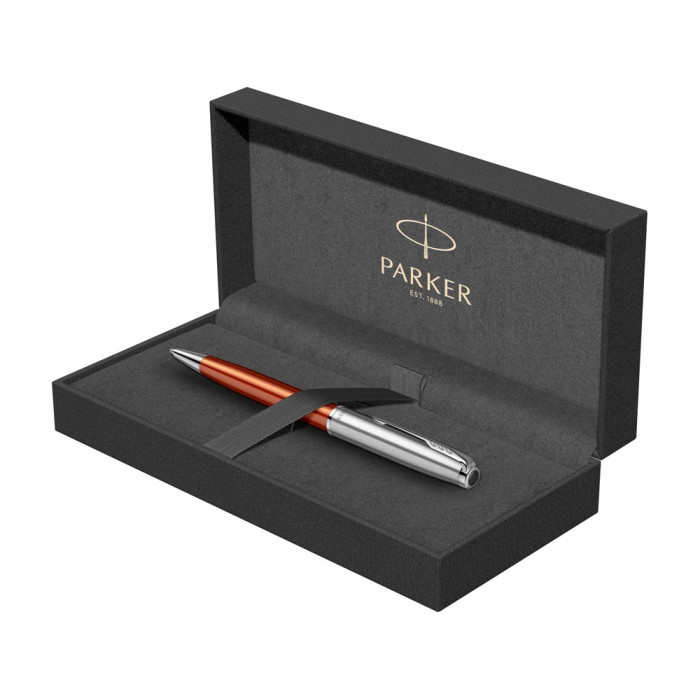 Шариковая ручка Parker Sonnet Essentials Orange SB Steel CT, цвет чернил black, перо: M, в подарочной упаковке.