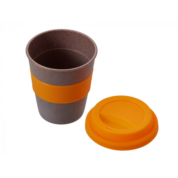 Стакан с силиконовой крышкой Cafe, оранжевый