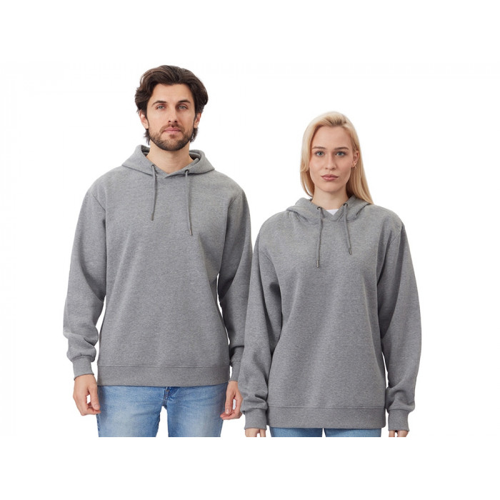 Толстовка с капюшоном оверсайз Lisbon унисекс, серый меланж