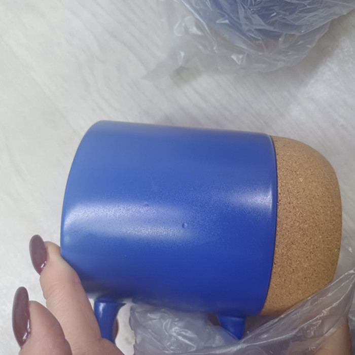 Кружка Denpasar с пробковым дном и крышкой, цветная с двух сторон, синий