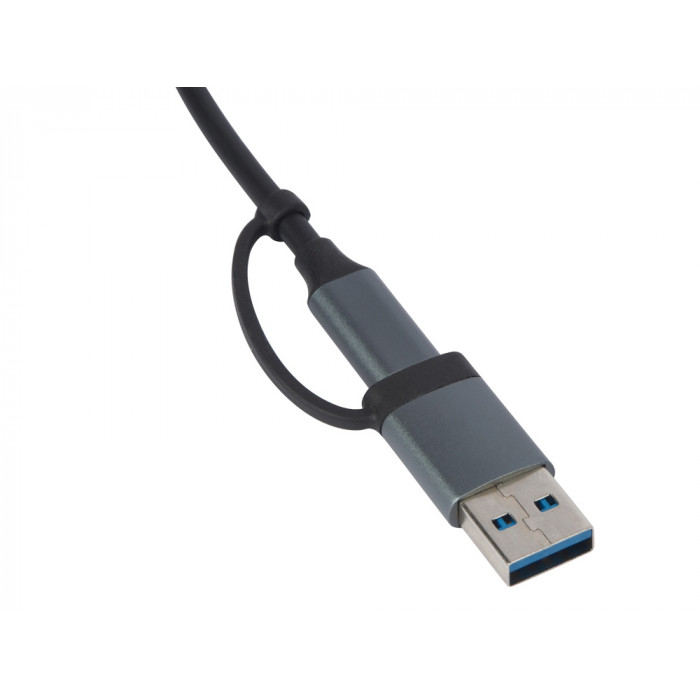 USB-хаб Link с коннектором 2-в-1 USB-C и USB-A, 2.0/3.0, серый