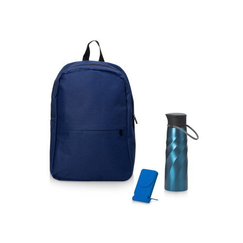 Подарочный набор с магнитным аккумулятором и бутылкой для воды Waterpower, синий