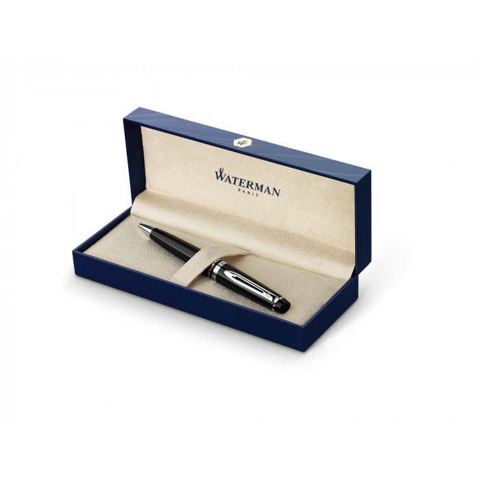 Шариковая ручка Waterman Carene, цвет: Black ST, стержень: Mblu Шариковая ручка Waterman Carene, цвет: Black ST, стержень: Mblu
