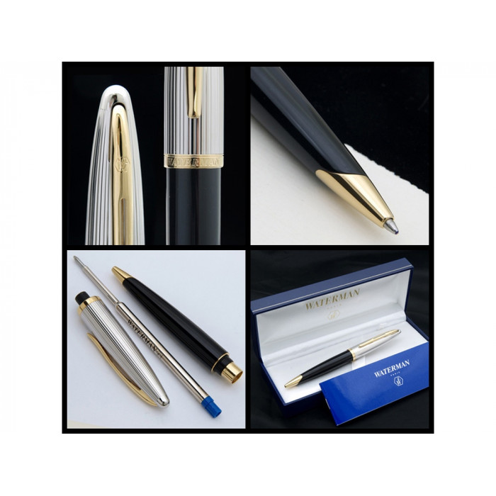 Шариковая ручка Waterman Carene De Luxe, цвет: Black/Silver, стержень: Mblue