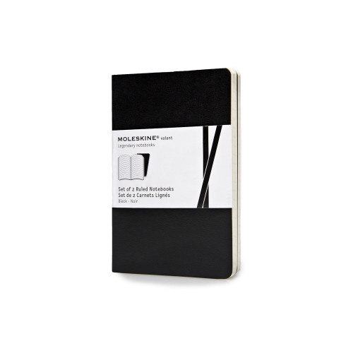 Записная книжка Moleskine Volant (в линейку, 2 шт.), Pocket (9х14см), черный