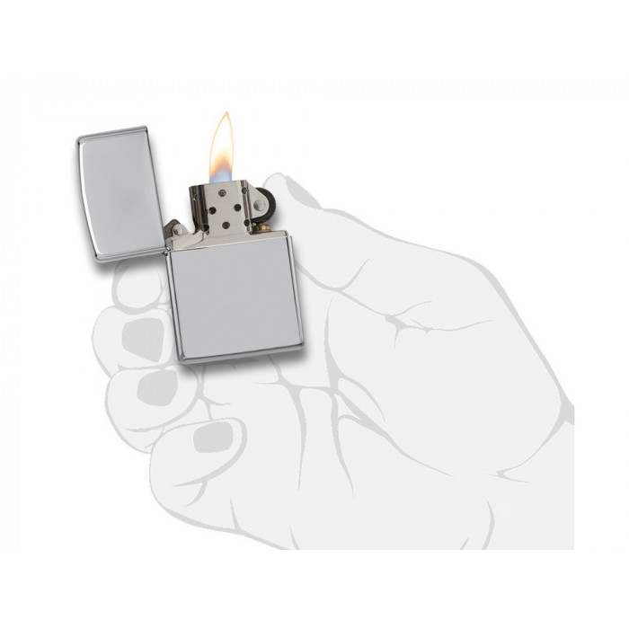 Зажигалка ZIPPO Classic с покрытием High Polish Chrome, латунь/сталь, серебристая, 38x13x57 мм