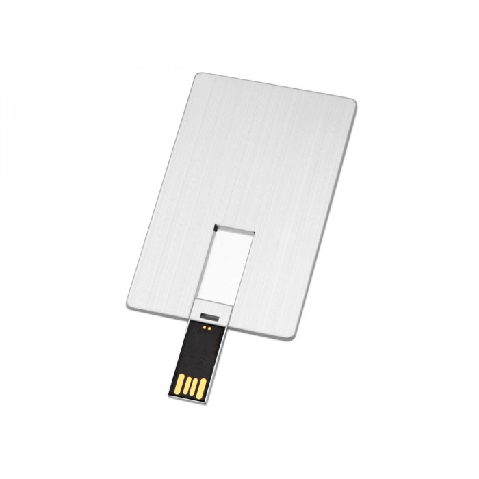 Флеш-карта USB 2.0 16 Gb в виде металлической карты Card Metal, серебристый