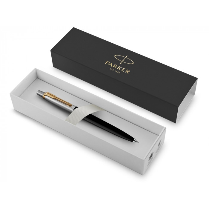 Шариковая ручка Parker Jotter K160, цвет: Black/GT, стержень: F, цвет чернил: blue, в подарочной упаковке.