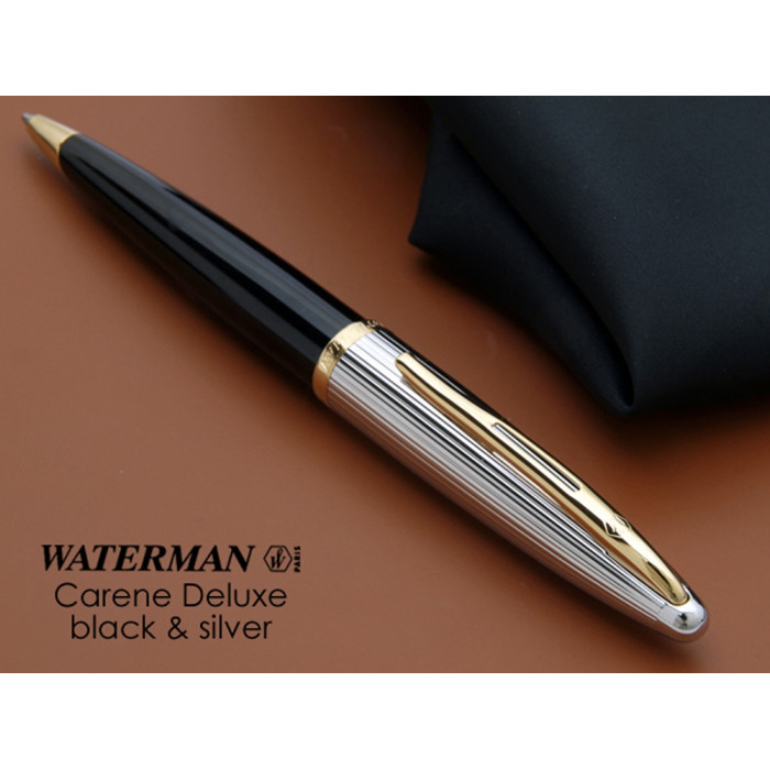 Шариковая ручка Waterman Carene De Luxe, цвет: Black/Silver, стержень: Mblue