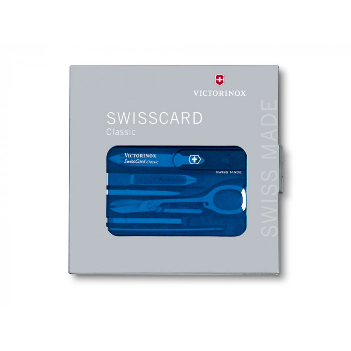 Швейцарская карточка VICTORINOX SwissCard Classic, 10 функций, полупрозрачная синяя