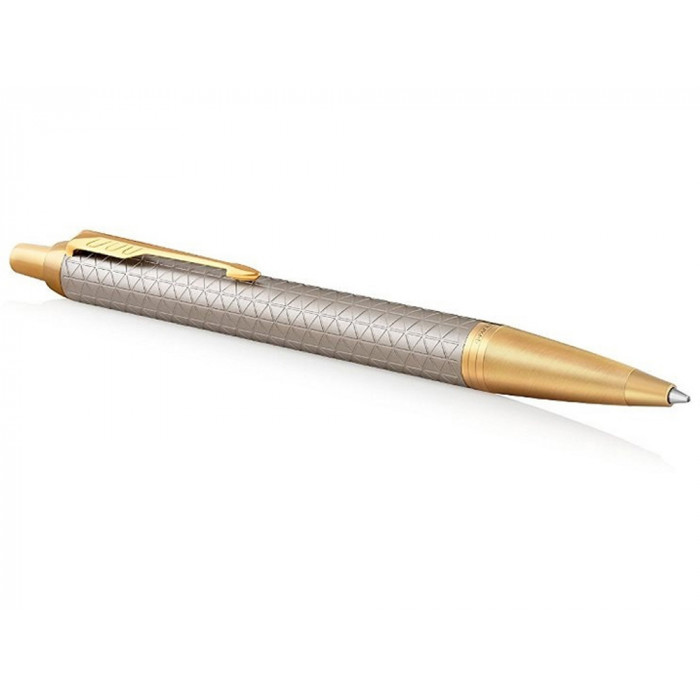 Шариковая ручка Parker IM Premium Warm Silver (grey)  GT, стержень: M, цвет чернил: blue, в подарочной упаковке.