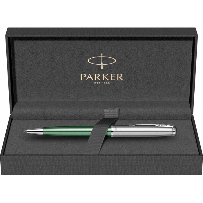 Шариковая ручка Parker Sonnet Essentials Green SB Steel CT, цвет чернил black, перо: M, в подарочной упаковке.