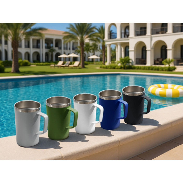 Стальная кружка с двойными стенками и порошковым покрытием Tibet, белый