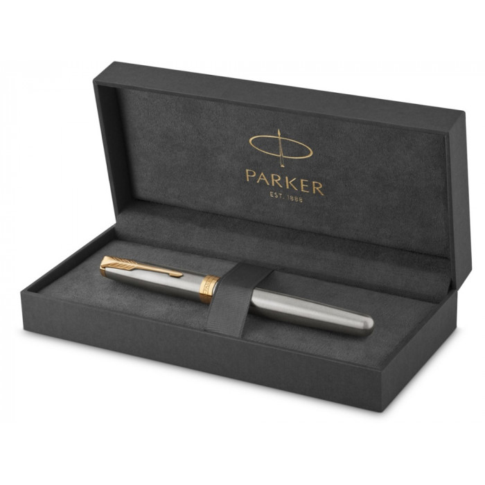 Ручка-роллер Parker (Паркер) Sonnet Core Stainless Steel GT, серебристый/золотистый