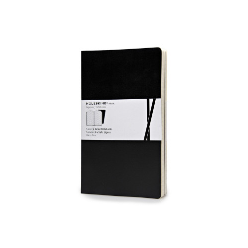 Записная книжка Moleskine Volant (в линейку, 2 шт.), Large (13х21см), черный