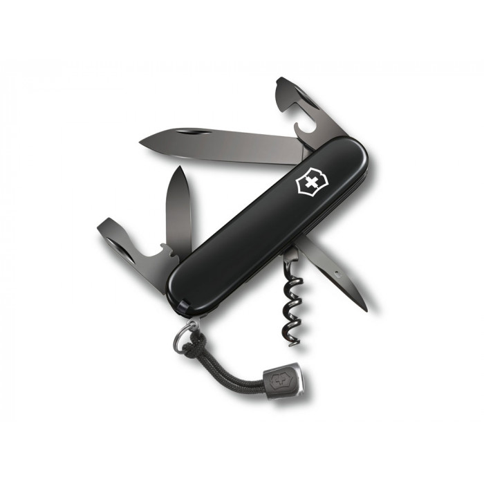 Нож перочинный VICTORINOX Spartan Onyx Black, 91 мм, 12 функций, чёрный, со шнурком в комплекте