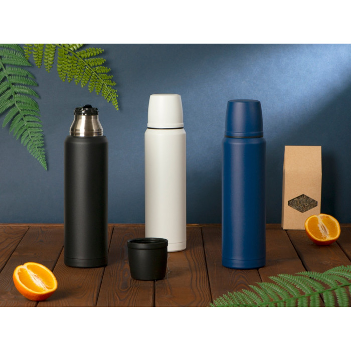 Термос с чашей и двойными медными стенками Stern, 1 л, черный