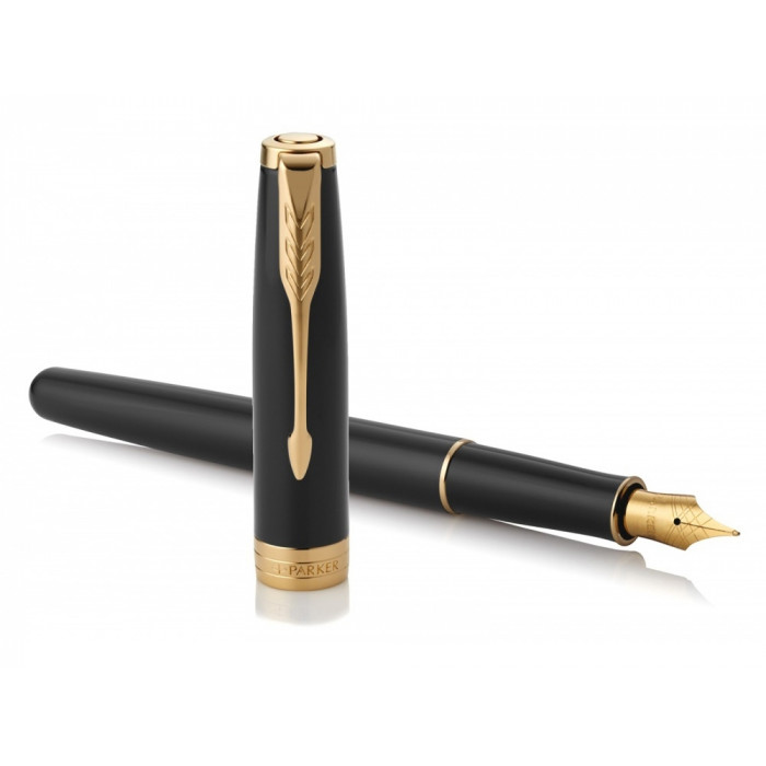 Перьевая ручка Parker Sonnet Black Lacquer GT, перо: F или М , цвет чернил: black, в подарочной упаковке