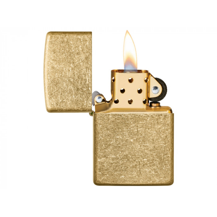 Зажигалка ZIPPO Classic с покрытием Tumbled Brass, латунь/сталь, золотистая, матовая, 38x13x57 мм