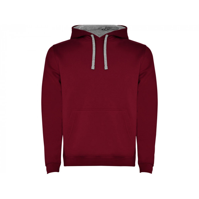 Толстовка с капюшоном Urban мужская, гранатовый/серый меланж