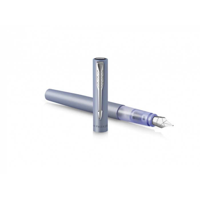 Перьевая ручка Parker Vector XL Silver Blue CT, цвет чернил blue, перо: F/M, в подарочной упаковке.