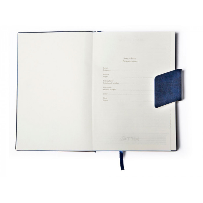 Бизнес блокнот А5 Monoi с клапаном, твердая обложка, 128 листов, темно-синий