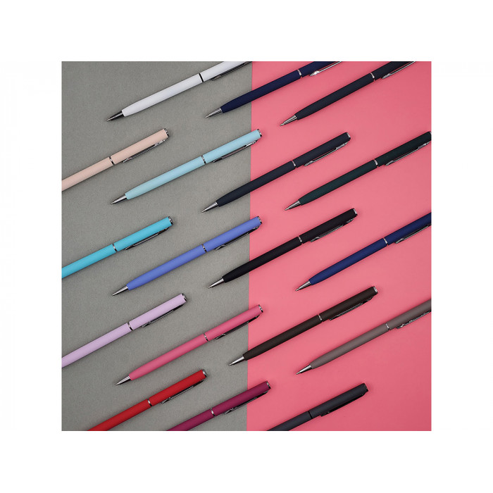 Ручка шариковая автоматическая BrunoVisconti® PALERMO цвет корпуса голубой, soft-touch, 0.7 мм