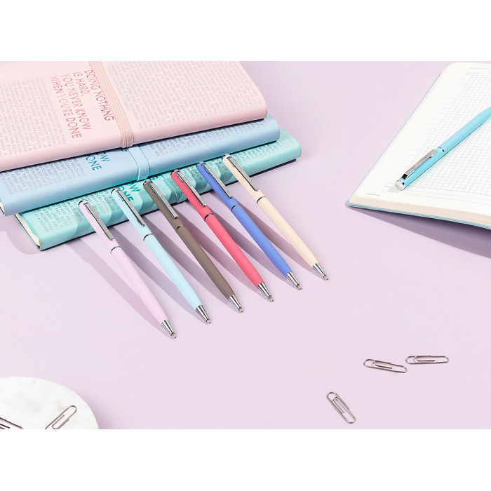 Ручка шариковая автоматическая BrunoVisconti® PALERMO цвет корпуса голубой, soft-touch, 0.7 мм