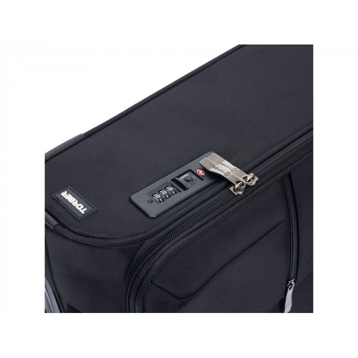 Чемодан TORBER Brosno, чёрный, нейлон 600D, 36,5 х 14 х 54 см, 32 л