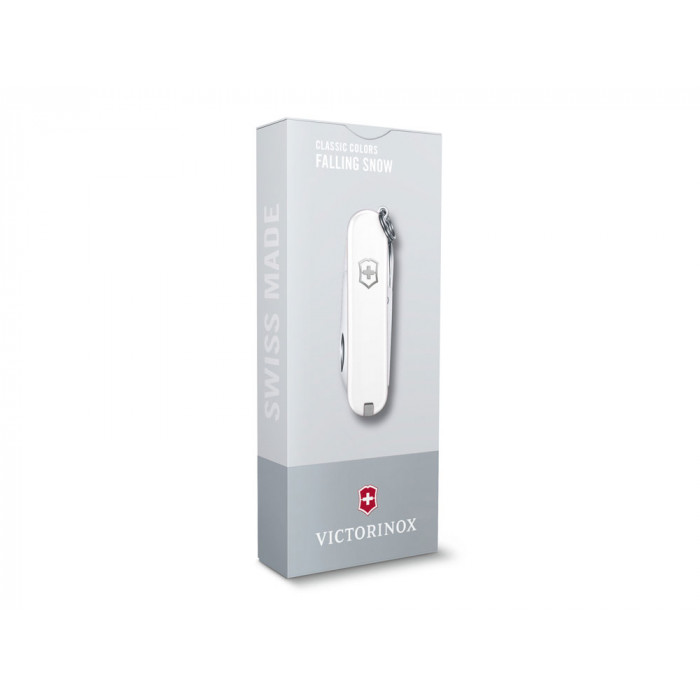 Нож-брелок VICTORINOX Classic SD Colors Falling Snow, 58 мм, 7 функций, белый