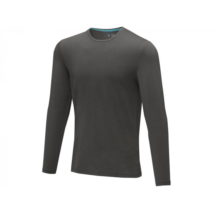 Ponoka мужская футболка из органического хлопка, длинный рукав, storm grey