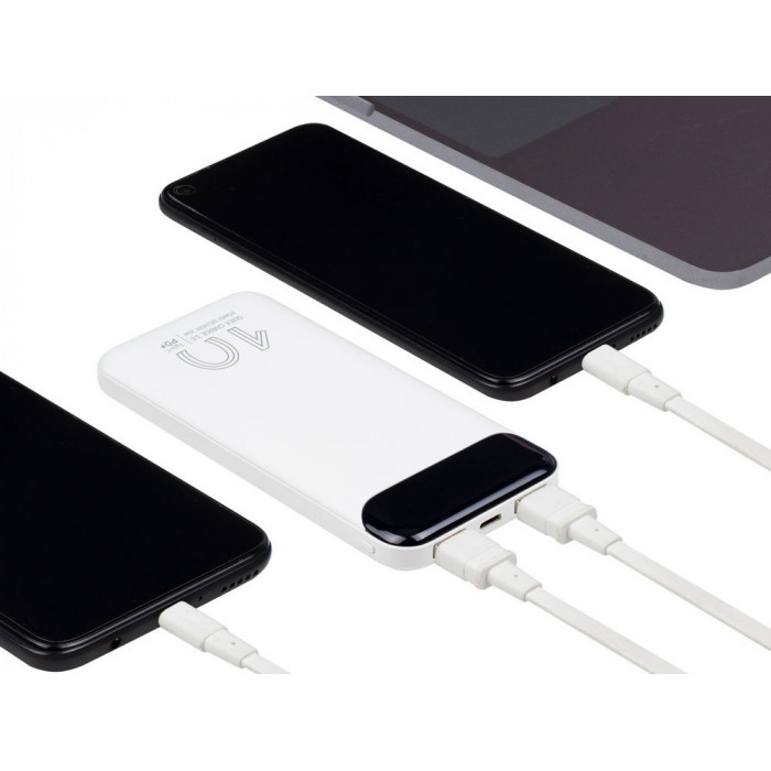 RIVACASE VA2540 (10 000mAh), QC/PD 20W внешний аккумулятор с дисплеем, белый 12/48