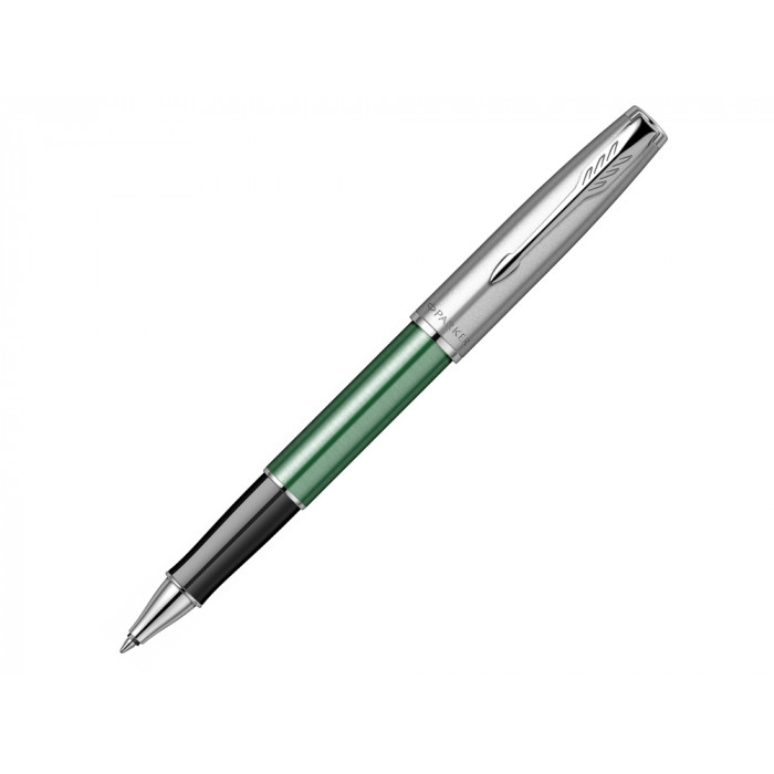 Ручка-роллер Parker Sonnet Essentials Green SB Steel CT, цвет чернил black, перо: F, в подарочной упаковке.