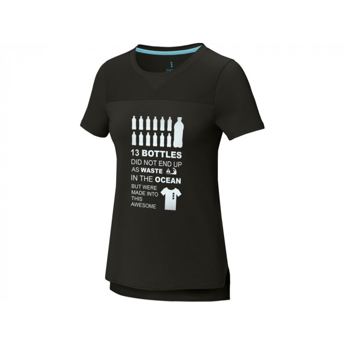 Borax Женская футболка с короткими рукавами из переработанного полиэстера согласно стандарту GRS с отличным кроем - сплошной черный