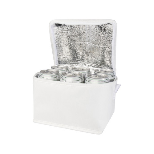 Spectrum нетканая сумка-холодильник, 4 л, на 6 банок, из переработанных материалов, белый