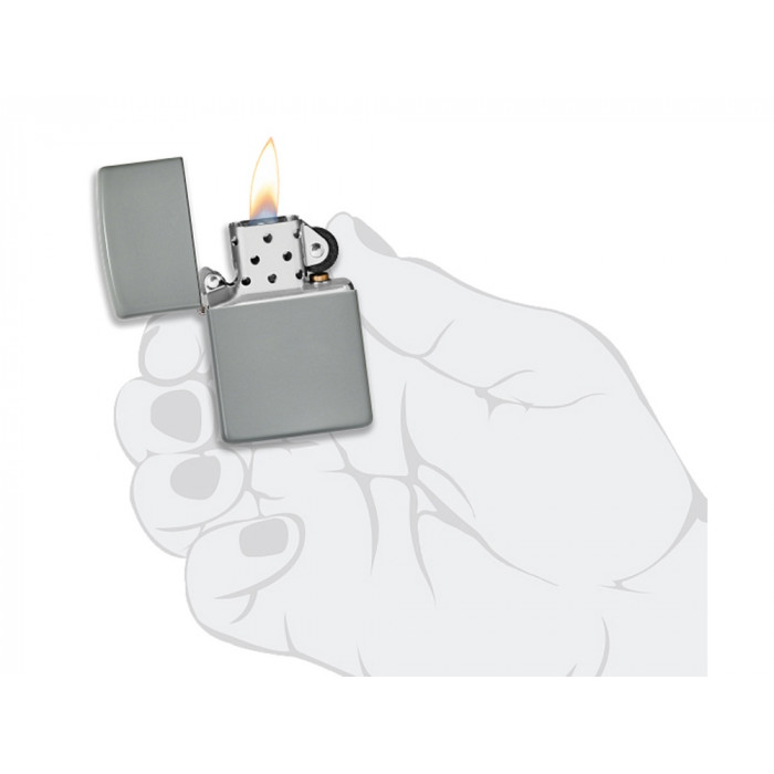 Зажигалка ZIPPO Classic с покрытием Flat Grey, латунь/сталь, серая, глянцевая, 38x13x57 мм