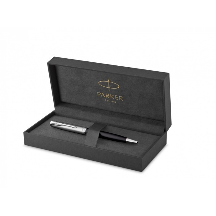 Шариковая ручка Parker Sonnet Entry Point Black Steel CT, стержень: M, цвет чернил: black , в подарочной упаковке