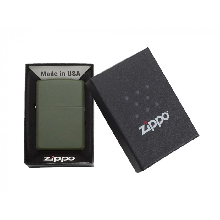 Зажигалка ZIPPO Classic с покрытием Green Matte, латунь/сталь, зелёная, матовая, 38x13x57 мм