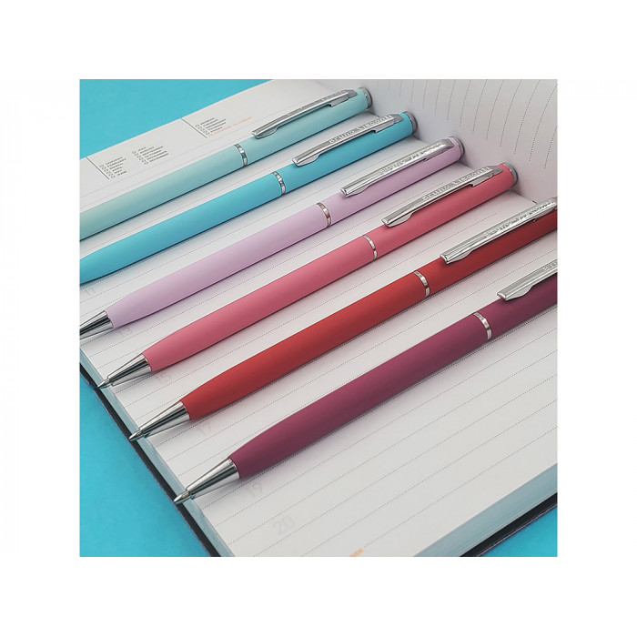 Ручка шариковая автоматическая BrunoVisconti® PALERMO цвет корпуса голубой, soft-touch, 0.7 мм