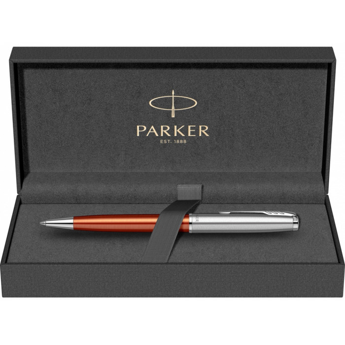 Шариковая ручка Parker Sonnet Essentials Orange SB Steel CT, цвет чернил black, перо: M, в подарочной упаковке.