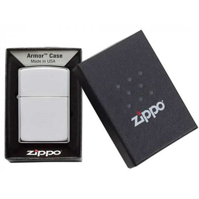 Зажигалка ZIPPO Armor™ c покрытием High Polish Chrome, латунь/сталь, серебристая, 38x13x57 мм