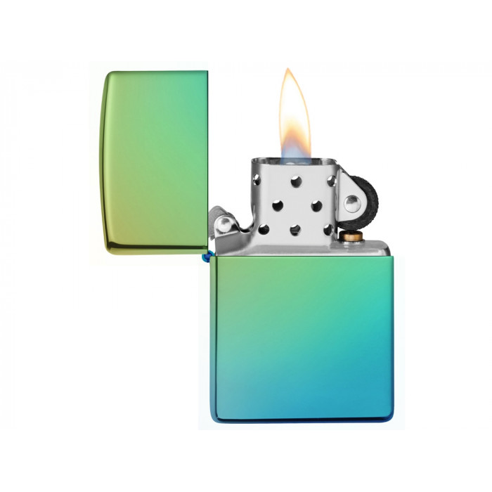 Зажигалка ZIPPO Classic с покрытием High Polish Teal, латунь/сталь, зелёная, глянцевая, 38x13x57 мм